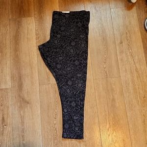 NWT Sonoma Women's Leggings 2X Black Grey Plus Size Stretch